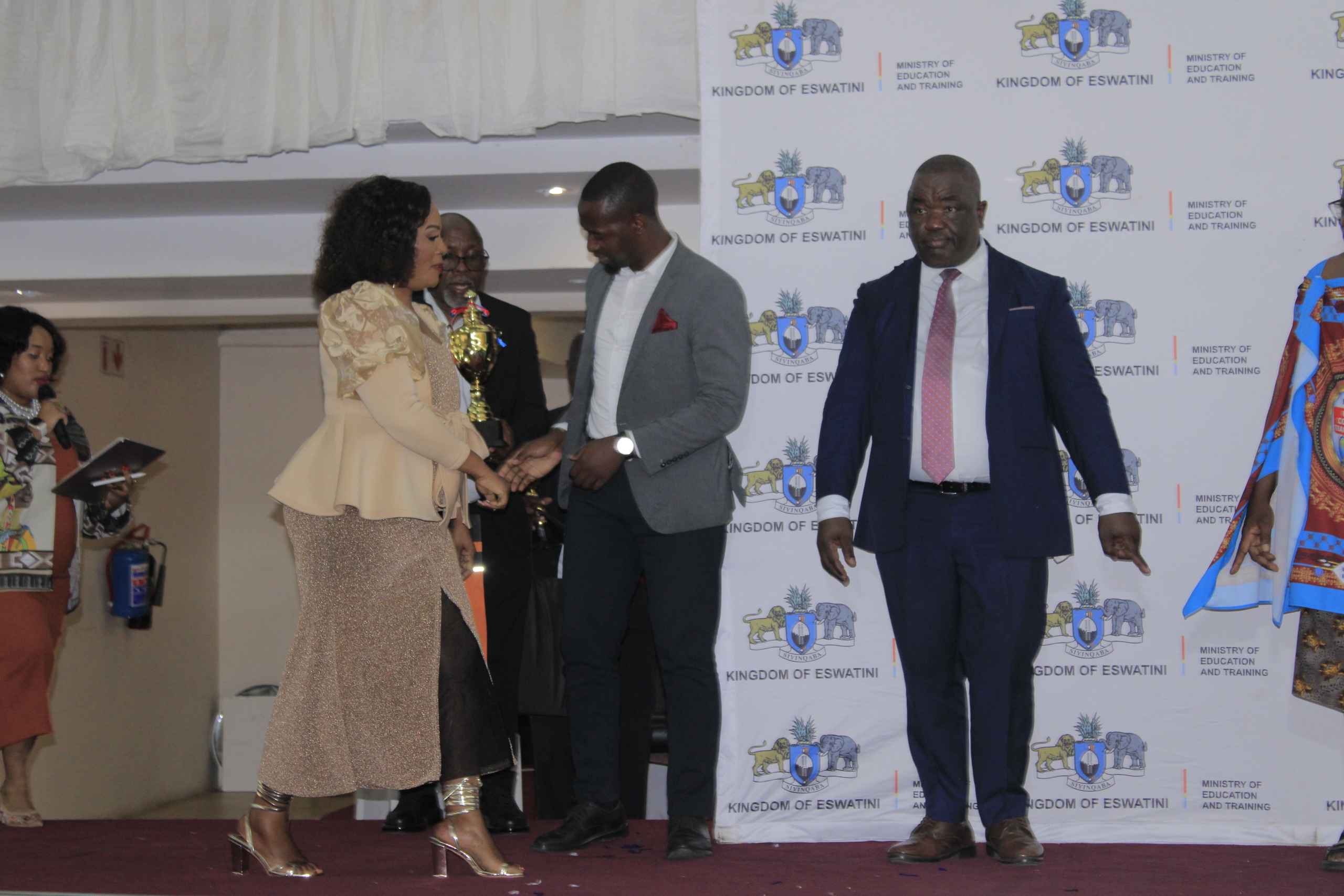 Winner walks to receive her award